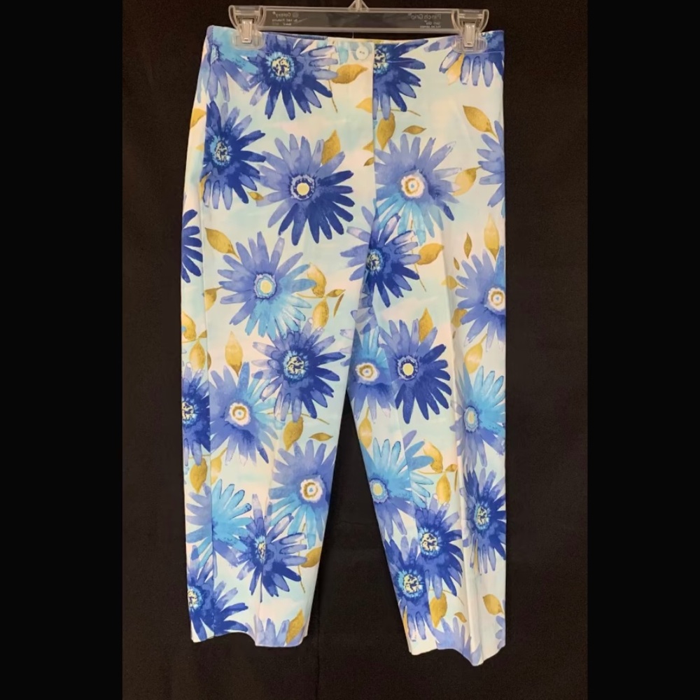 David Paul Blue Floral Ankle Pants
